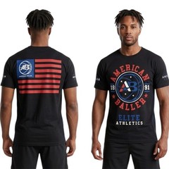 $40 AMERICAN FIGHTER BALLER Black USA FLAG Athletic Basketball Graphic T-shirt