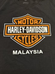 Vintage Harley Davidson Malaysia T-Shirt Black Viking Design Size Large