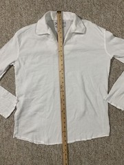 Positano Men’s Long Sleeve 100% Cotton V-Neck w/Collar White Size Large