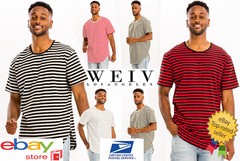 Men’s Basic Casual Essential Cotton Striped Tshirt Oversized