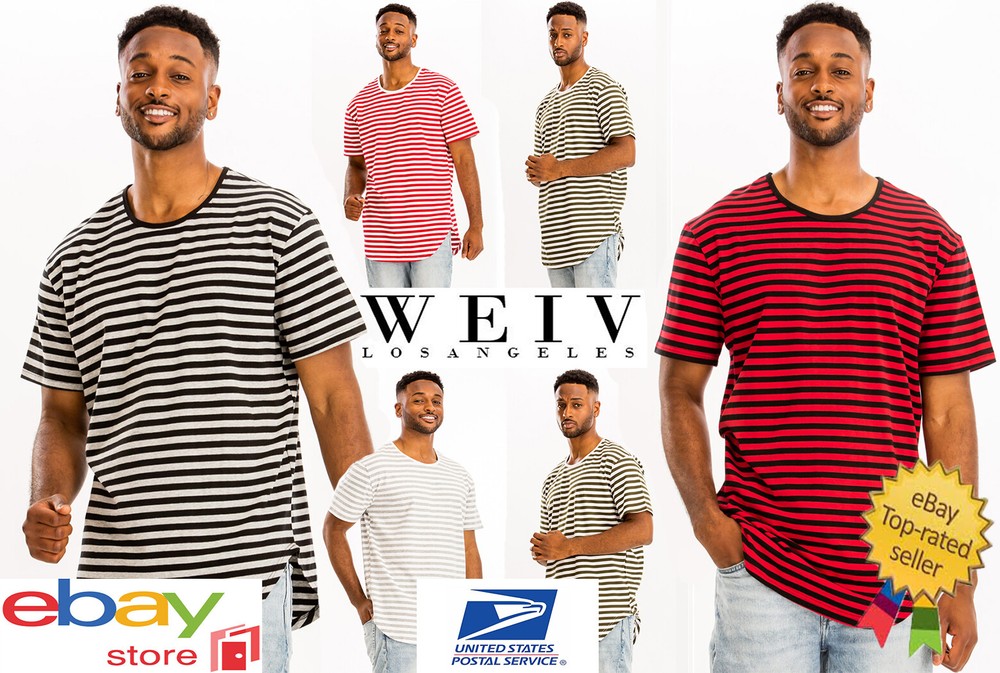 Men’s Casual Essential Cotton Striped Tshirt Oversized Tee