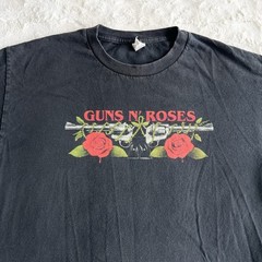 Vintage Guns N Roses Shirt Tee Mens Large Black Pistol Flowers Spell Out Band