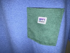 Patagonia Mens Shop Sticker Pocket Tee Shirt Medium Blue Crewneck Casual Outdoor