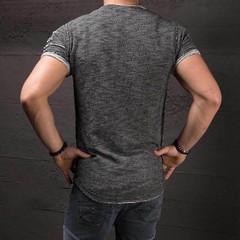 Hot Men’s Slim Fit O Neck Short Sleeve Muscle Tops T-shirt Ripped Casual Blouse