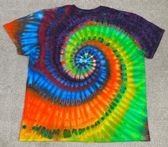 Handmade Ice Tie Dye T-Shirt 2XL Mens Womens Soft Cotton Blue Green Spiral