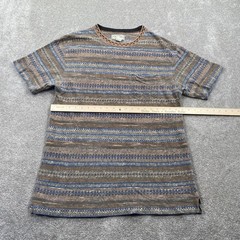 VTG Arizona Company Mens T Shirt L G Geometric Pattern Pocket Tee Brown Blue