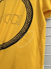 Gucci Ouroboros Snake Logo Printed T-Shirt Men Size M Yellow Cotton Short Sleeve