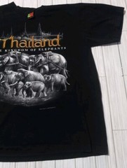 Vintage Thailand Shirt Men’s Extra Large Black Elephant Graphic Faded Distressed
