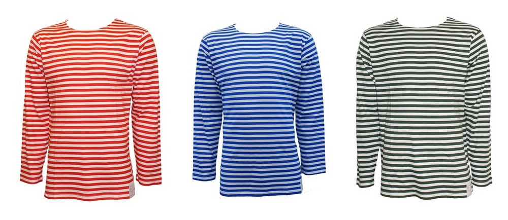 Russian Sailor Telnyashka Navy Top Striped Long Sleeve T Shirt Blue Green Red