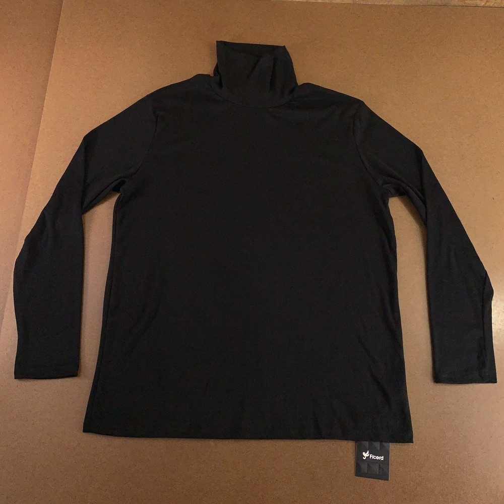 Ficerd Mens X-Large Black Stretchy Long Sleeve Turtleneck Classic T-Shirt NWT