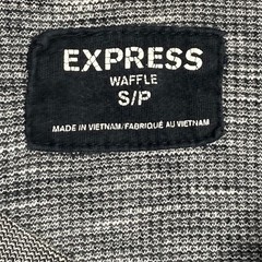 Y2K Express Waffle Knit Henley Shirt Mens Sz S Long Sleeve Heathered Gray Black