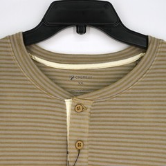 Cremieux Men’s Long-Sleeve Henley Shirt XXL Gold Gray Striped NWT $69.50