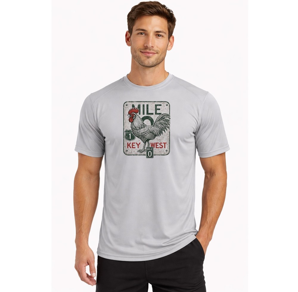 Key West Mile 0 Fishing Sport Dry Fit UPF 50 T-Shirt Sport UV Sun Protection