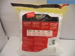 Qty = 9 (1 Pack of 9)Hanes: Men’s White Large Tagless T-Shirts 738994241296