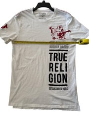 True Religion The Original Buddha Brand White T Shirt Men’s SZ M Long Length GUC