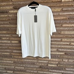 Toscano Men’s Tee White Ribbed Knit Crew Neck Pullover Shirt Size Medium NWT