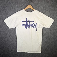 Vintage Stussy Shirt Mens Medium White Y2K Surf Skate Spellout Logo Cursive