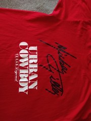 Vintage Fruit Of The Loom Shirt Mens XL Red Mickey Gilley Signed Urban Cowboy