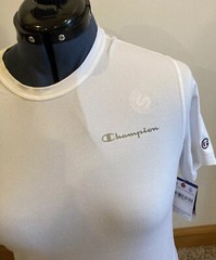 Champion Men Crew Neck Short Sleeve Small White Mesh Sport Tee Anti-Odor Wicking