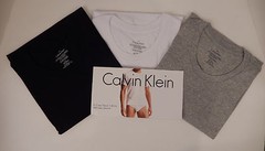 3 CALVIN KLEIN CREW OR V NECK WHITE BLACK GRAY SIZES S M L XL COTTON T-SHIRTS
