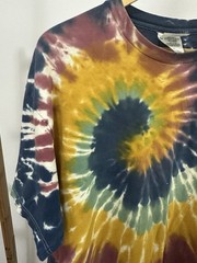 VTG Tie Dye Spiral Worn Cotton Touch of Gold Blank Distressed T-Shirt Size XL