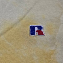 Russell Athletic T Shirt XL Mens Yellow Tie Dye Acid Wash Embroidered Logo