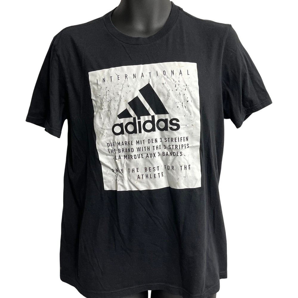 Adidas Tee Shirt Mens Size M Black The Go-To Performance Tee Graphic STAINS