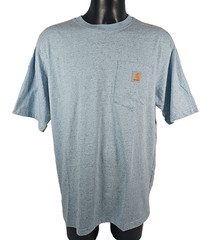 CARHARTT Short Sleeve Loose Fit T-Shirt Blue Flecked Patch Pocket Men’s Large