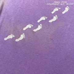 70s Vtg Paper Thin Colorado Tourist T-Shirt Tee Distressed Pikes Peak AOP Purple