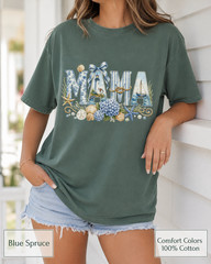 Coastal Mama Shirt, Comfort Colors Lighthouse Hydrangea Tee, Mom Beach Gift