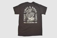 U.S. Fishing Co. Tight Lines & Good Times Fish Graphic Brown Shirt New S-3XL