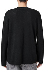AllSaints Men’s Foster Ls Crew Neck Jet Black Size XXL