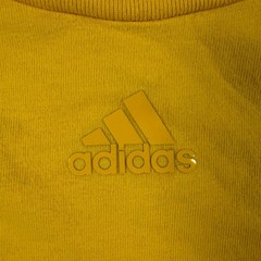 Adidas T-Shirt Mens Large Yellow 3-Stripe Performance Athletic Gym Sportswear