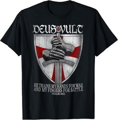 NEW LIMITED Deus Vult He Trains My Hands For War Templar Knights T-Shirt S-3XL