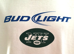NFL New York Jets T Shirt X-Large Bud Light Beer Football White Cotton EUC