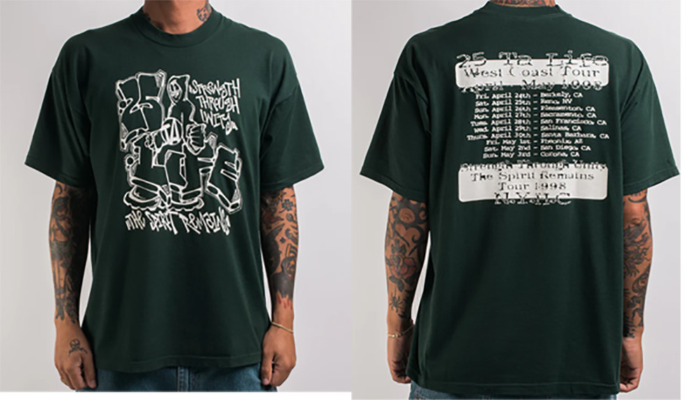 1998 25 Ta Life Strength Through Unity Tour T-Shirt Green