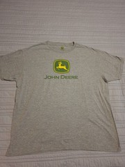 John Deere T Shirt Mens XL Gray Big Logo Graphic Tee Tractor Farm Equipment