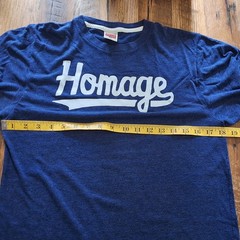 Script HOMAGE Heather Blue T-Shirt – Made In USA – Size Mediumn- VGUC