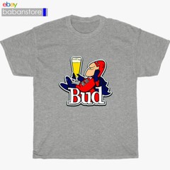 New BudMan Cartoons Bud Man Beer Black/White/Grey/Navy T-Shirt Size S-5XL