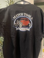 Matco Tools black men’s t-shirt with hot rod graphic and logo