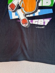 LuhbrazART Furry Fox LGBT Pride Rainbow Graphic T-Shirt Black Gildan S