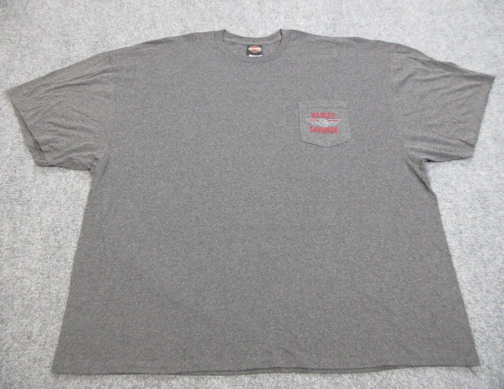 Harley Davidson Shirt Mens 3XL XXXL Gray Motorcycle Bike Biker Pocket Logo Tee