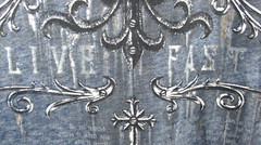 Affliction T-Shirt Men’s 3XL Blue Silver Foil Burnout Tee Lightweight Biker Rock