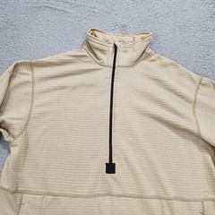Insport Shirt Men Large Beige Grid Fleece Half Zip Polartec Frog Flame Resistant