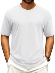 Men’s Cotton Drop Shoulder T Shirt Loose Fit Soft Casual Short Sleeve Summer Tee