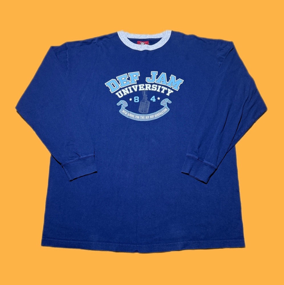 VTG 2000s Def Jam University Records Y2K Graphic Long Sleeve T Shirt Size 2XL