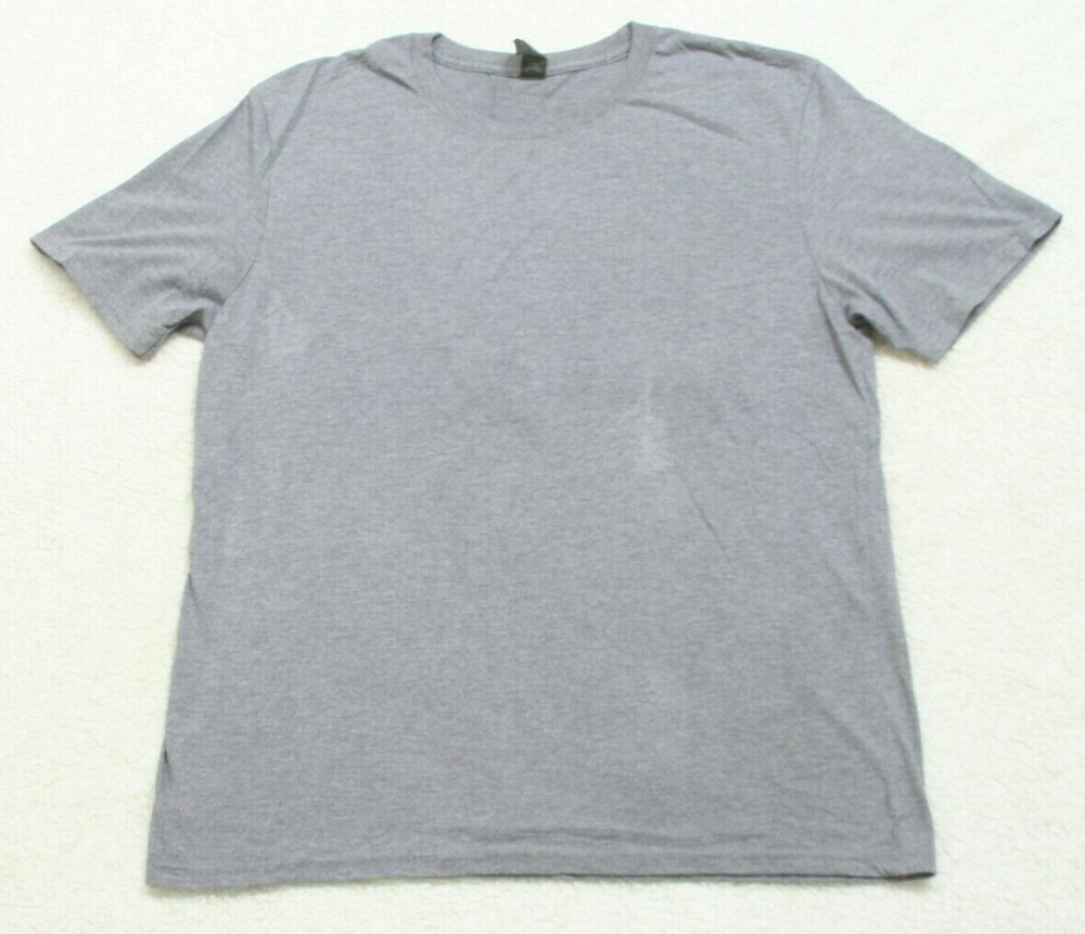 Anvil Gray Tri Blend Poly Cotton Rayon Short Sleeve Solid Tee T-Shirt Large A24