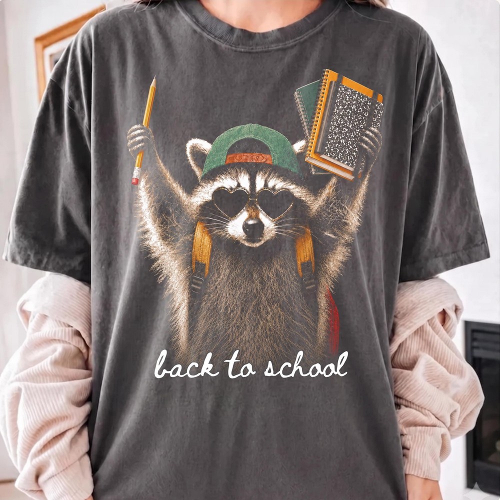 Back To School Raccoon Shirt Funny Teacher Graphic Tee First Day Gift