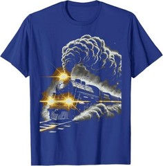 Steam Engine Train Vintage Locomotive Conductor Men Boys T-Shirt