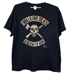 Walking Dead Survivor T-Shirt Mens Sz 2XL Black Gildan Heavy Cotton Short Sleeve